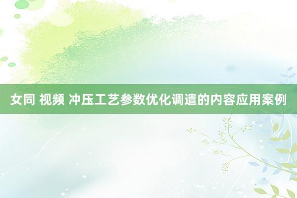 女同 视频 冲压工艺参数优化调遣的内容应用案例