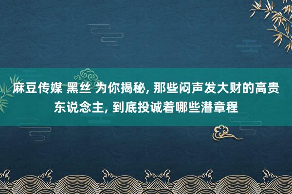 麻豆传媒 黑丝 为你揭秘， 那些闷声发大财的高贵东说念主， 到底投诚着哪些潜章程